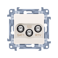 Gniazdo antenowe satelitarne podwójne SAT-SAT-RTV (moduł), krem CASK2F.01/41 Simon 10 | CASK2F.01/41 Kontakt Simon