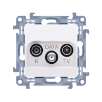 Gniazdo antenowe R-TV-DATA (moduł) tłum: R-14 dB, TV-10 dB, DATA -3 dB, biały CAD.01/11 Simon 10 | CAD.01/11 Kontakt Simon