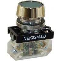 Lampka sygnalizacyjna NEK22MLD 24-230V metalowa, Fi-22mm, diodowa, klosz płaski okrągły, zielona | W0-LDU1-NEK22MLD Z Promet