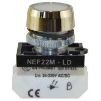 Lampka NEF22 metalowa płaska biała 24V-230V | W0-LD-NEF22MLD B Promet