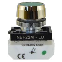 Lampka NEF22 metalowa płaska zielona 24V-230V | W0-LD-NEF22MLD Z Promet