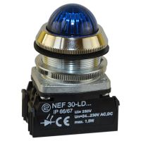Lampka sygnalizacyjna NEF30, Fi-30mm, stroboskopowa, 24-230V, niebieska | W0-LDU1-NEF30-FLASH N Promet