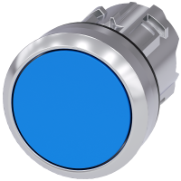 Przycisk płaski z samopowrotem, 22mm okrągły, metal błyszczący, niebieski, SIRIUS ACT | 3SU1050-0AB50-0AA0 Siemens