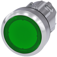 Przycisk podświetlany płaski z samopowrotem, 22mm, okrągły, metal błyszczący, zielony, SIRIUS ACT | 3SU1051-0AB40-0AA0 Siemens