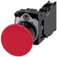 Przycisk grzybkowy 22mm okrągły 40mm zatrzaskowy ​​1NO+1NC zacisk sprężynowy czerwony | 3SU1100-1BA20-3FA0 Siemens