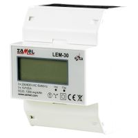 Licznik energii elektrycznej 3-fazowy LCD 100 A, 4-modułowy, typ: LEM-30 | EXT10000235 Zamel
