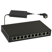 Switch 10-portowy SG108 do 8 kamer IP 10 portów (8xPoE + 2xUPLINK) zasilacz desktop 230VAC/52VDC | SG108 Pulsar
