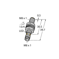 Czujnik indukcyjny M8, 3-przewodowy, 10-30VDC, wyj. PNP NO, zakres detekcji 2mm, BI2-M08-AP6X-V1131 | 4602903 Turck