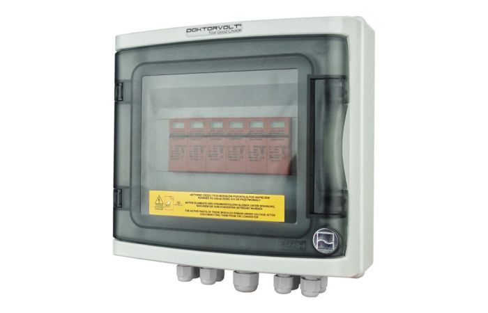 Rozdzielnica PV UV DC Doktorvolt, 2 obwód, 2x ochronnik T1+T2 1000V dławnice 1xPG-11 i 8xPG-7 | DV-4463-FOT Doktorvolt