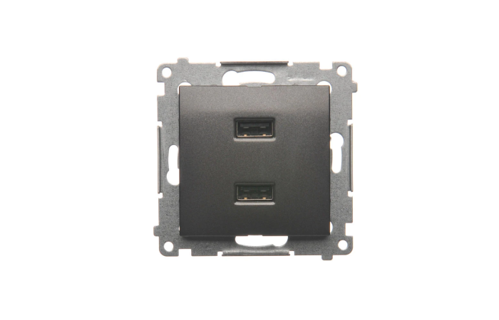 Ładowarka 2xUSB (moduł), 2,1 A, 5VDC, 230V, antracyt DC2USB.01/48 Simon 54 | DC2USB.01/48 Kontakt Simon