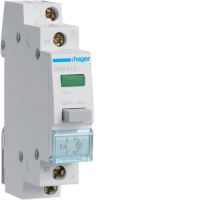 Przełącznik przyciskowy 1NO LED zielona Ith=16A 230VAC | SVN413 Hager