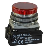 Lampka sygnalizacyjna NEF30LD 24-230V, Fi-30mm, diodowa, uniwersal, klosz płaski, okrągły, czerwona | W0-LDU1-NEF30LD C Promet