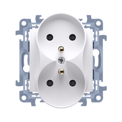 Gniazdo wtyczkowe podwójne z/u (moduł) 16A, 250V, zaciski śrubowe, biały CGZ2M.01/11 Simon 10 | CGZ2M.01/11 Kontakt Simon