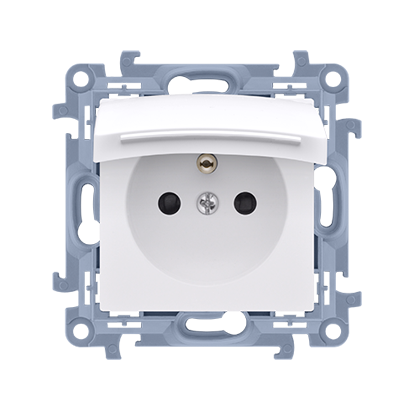 Gniazdo wtyczkowe IP44, klapka w kolorze pokrywy 16A, zaciski śrubowe, biały CGZ1B.01/11 Simon 10 | CGZ1B.01/11 Kontakt Simon