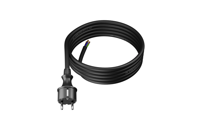 Przewód przyłączeniowy z wtyczką prostą IP44 , 3x2,5, H05RR, 3m, czarny PP-40H/3M/3X2,5/H05RR/CZARNY | W-97276 Plastrol