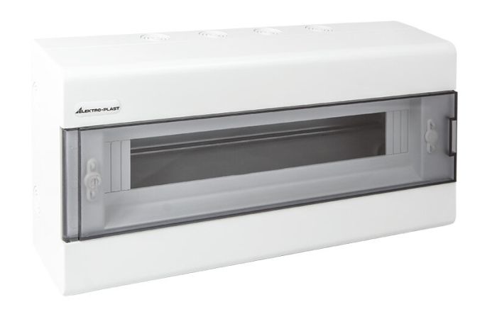 Rozdzielnica moduł. n/t SRn-18 1x18 198x402x95mm IP40 (N+PE) drzwi transp, biała (1/180szt) | 1.5 Elektro-Plast Opatówek