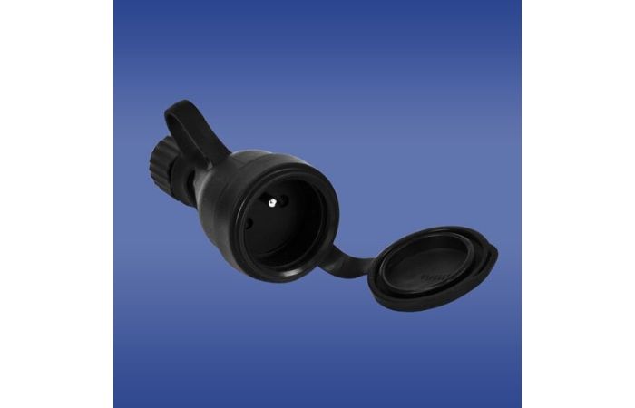 Gniazdo Proste Gumowe FGG, 2P+Z, 10A, 250V, IP44, rozbieralne czarny (20szt) | 51.226 Elektro-Plast Opatówek
