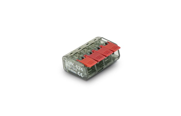 Szybkozłączka CMK-624 (4x4mm2) transparentny/czerwony (100szt) | 39.624 Elektro-Plast Opat&oacute;wek