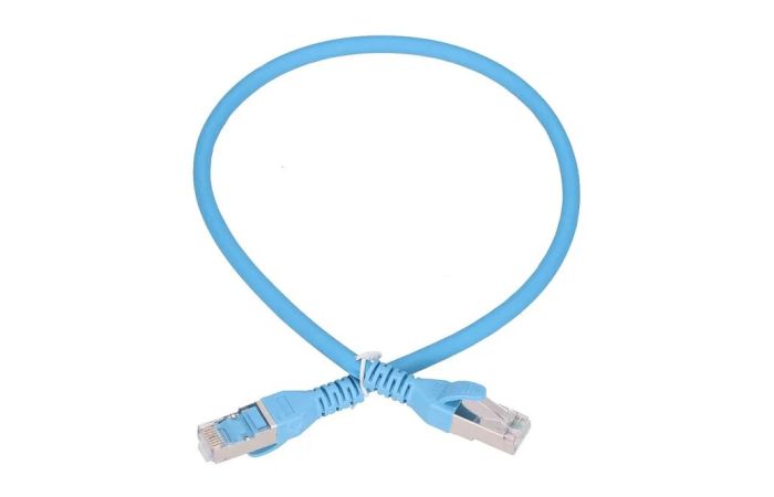 Patchcord LAN RJ45 Kat.6A S/FTP 0.5m AWG26 CU niebieski Extralink | EX.6549 BATNA