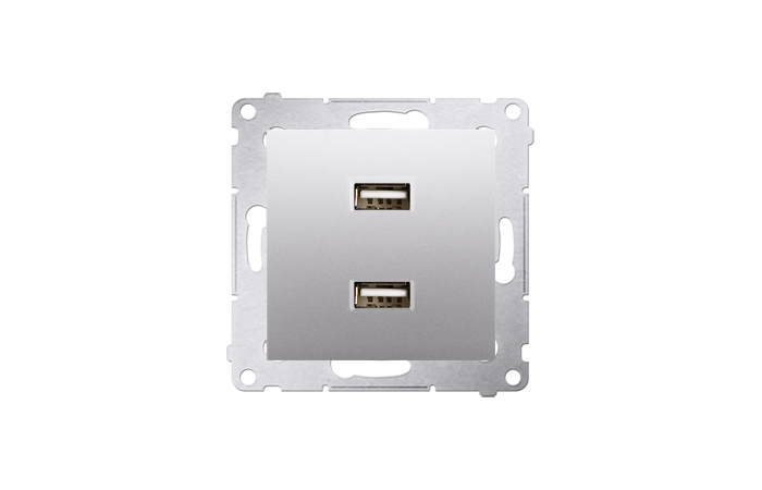 Ładowarka 2xUSB (moduł), 2,1 A, 5VDC, 230V, srebrny mat DC2USB.01/43 Simon 54 | DC2USB.01/43 Kontakt Simon
