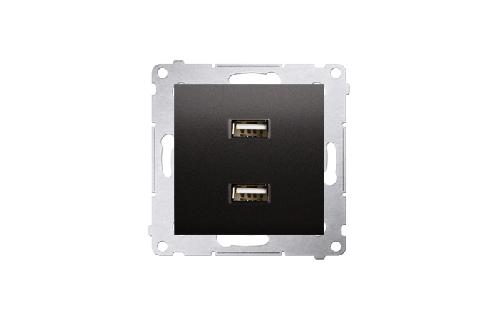 Ładowarka 2xUSB (moduł), 2,1 A, 5VDC, 230V, antracyt DC2USB.01/48 Simon 54 | DC2USB.01/48 Kontakt Simon