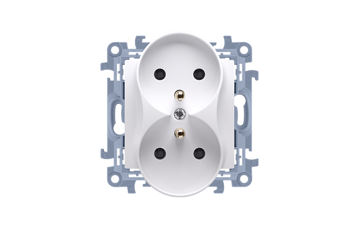 Gniazdo wtyczkowe podwójne z/u (moduł) 16A, 250V, zaciski śrubowe, biały CGZ2M.01/11 Simon 10 | CGZ2M.01/11 Kontakt Simon