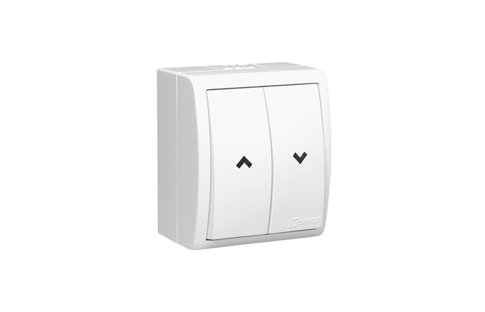 Przycisk hermetyczny natynkowy roletowy IP54, 10AX 250V, zaciski śrubowe, biały, Simon Aquarius | AQZ1/11 Kontakt Simon