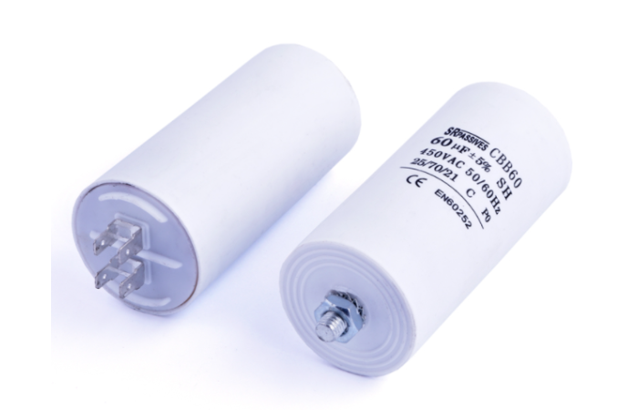 Kondensator do silników, pracy, 60uF, 450V Fi 50x106mm, -25do70stC ROHS | CBB60E-60/450 SR PASSIVES