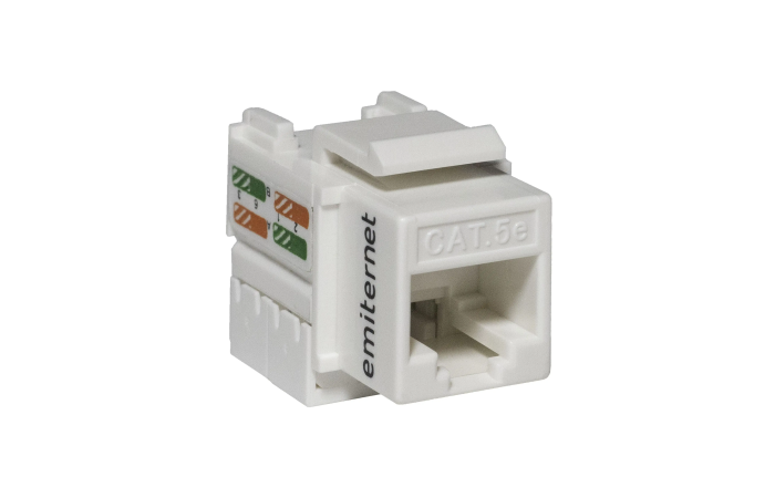 Gniazdo UTP RJ45, kat. 5e, Keystone, białe | EM/FA-682MK-8-C5E Emiternet