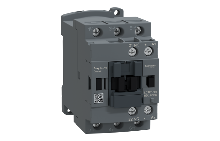 Stycznik mocy TeSys Easy 18A 3P 7,5kW 24V DC 1NC AC-3 | LC1E1801BD Schneider Electric
