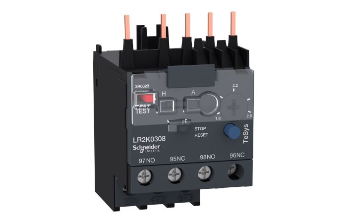 Przekaźnik termiczny do styczników miniaturowych 1,8-2,6A klasa 10A, TeSys K, D | LR2K0308 Schneider Electric