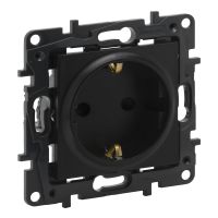Gniazdo zasilające 2p+z schuko, zaciski śrubowe, bez przesłony styków- kolor czarny Niloe Step | 863521 Legrand