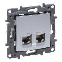 Gniazdo 2xRJ 45 Kat. 6 STP aluminium, Niloe Selection | 762176 Legrand