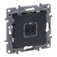 Gniazdo 2xUSB typ C+C, 3A antracyt, Niloe Selection | 762295 Legrand