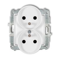Mechanizm gniazda podwójnego do ramki z/u 2x(2P+Z) (przesłony torów prąd.) biały, Mini | MGPR-2zp Karlik Elektrotechnik