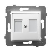 Obudowa gniazda pojedynczego z przesłoną typu Keystone prosta GPK-1UP/p/00 biały, Aria | GPK-1UP/p/00 Ospel