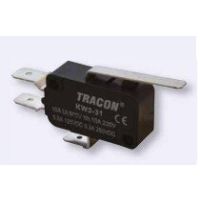 Wyłącznik krańcowy, mikro, z dźwignią sprężynową 16(4)A / 250V AC, 28mm, 4,8x0,8 mm, IP00 | KW3-35 Tracon