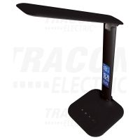 Lampka biurkowa LED, regul. moc i barwa światła, wyśw. LCD czarna | LALD4WB Tracon