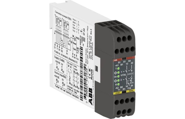 Moduł bezpieczeństwa Jokab Safety, 24VDC, wejście 1-kanał. 2NO, Vital 1 | 2TLA020052R1000 ABB