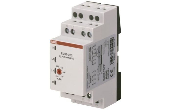 Przekaźnik podnapięciowy 3f+N, 2 styki c/o, regulowany próg, pro M compact, E236-US2 | 2CDE165010R2001 ABB