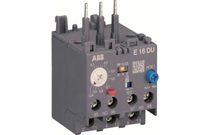 Przekaźnik przeciążeniowy elektroniczny E16 DU 6,3 kl.10, 20, 30, zakres nastawy 2-6,3A, 1NO, 1NC | 1SAX111001R1104 ABB