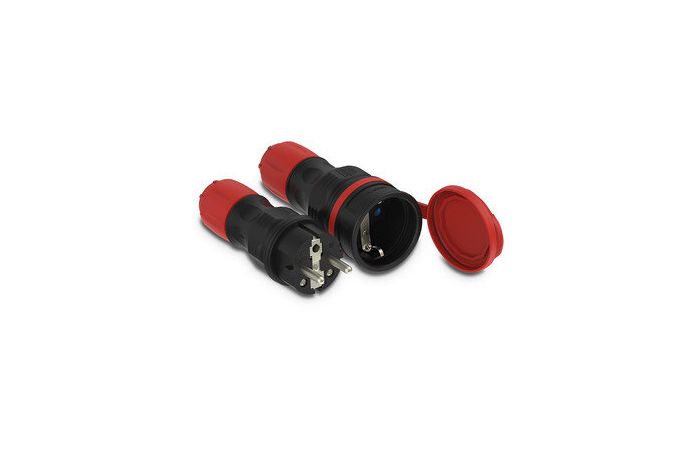 Zestaw przyłączeniowy EXTREM wtyczka WT-54 + gniazdo GN-44, SCHUKO, IP44, czarno-czerwony ZWG-44S | W-98862 Plastrol