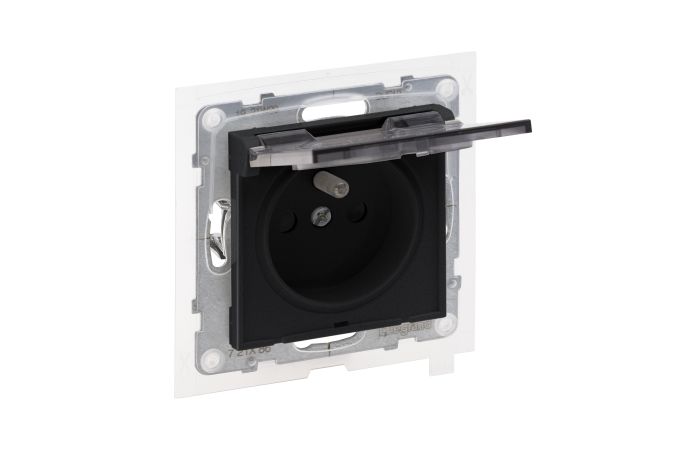 Gniazdo 2P+Z IP44 16 A 250 V, zaciski automatyczne z przesłoną, czarny, Suno | 721486 Legrand