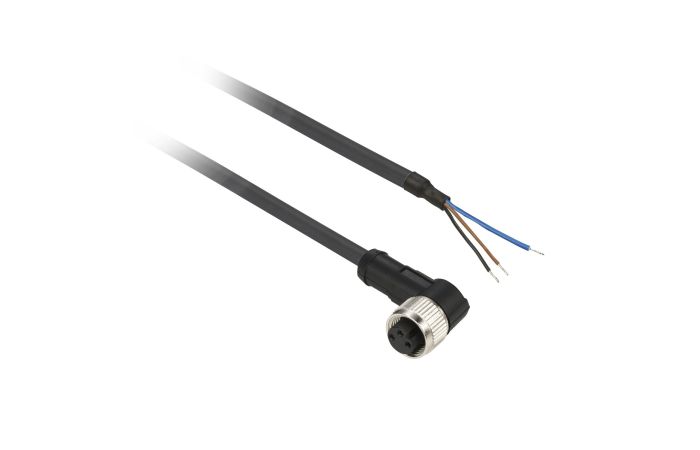 Konektory okablowane kątowe, żeńskie, M8, 3 piny, kabel 2m OsiSense XU | XZCP0666L2 Telemecanique Sensors