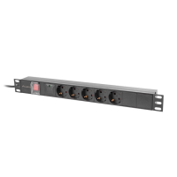 Listwa zasilająca RACK PDU 19" LANBERG 1U 16A 5X 230V SCHUKO 2m czarna | PDU-05F-0200-BK Impakt