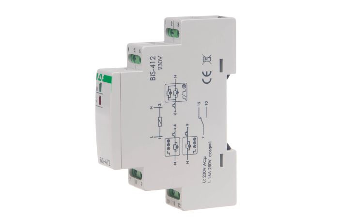 Przekaźnik bistabilny grupowy BIS-412 230V/16A 1×NO/NC montaz na szynie DIN | BIS-412 F&F