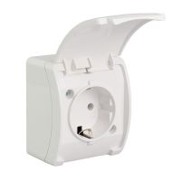 Gniazdo pojedyncze 2P+Z Schuko n/t IP44 z klapką białą VG 181-01, białe, Koala | 61.389 Elektro-Plast Opatówek