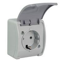 Gniazdo pojedyncze 2P+Z Schuko n/t IP44 z klapką grafit VG 181-08, szare/grafitowe, Koala | 61.392 Elektro-Plast Opatówek