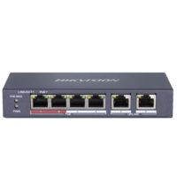 Switch DS-3E0106P-E/M, 1x10/100 M HiPoE, 3x 10/100M poE, 2x 10/100M RJ45, max PoE 38W | 301801715 Hikvision Poland