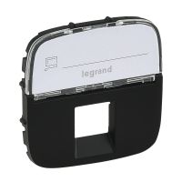Plakietka gniazda pojedynczego RJ11 lub RJ12 lub RJ45 z etykietą, czarna, Valena Allure | 755478 Legrand